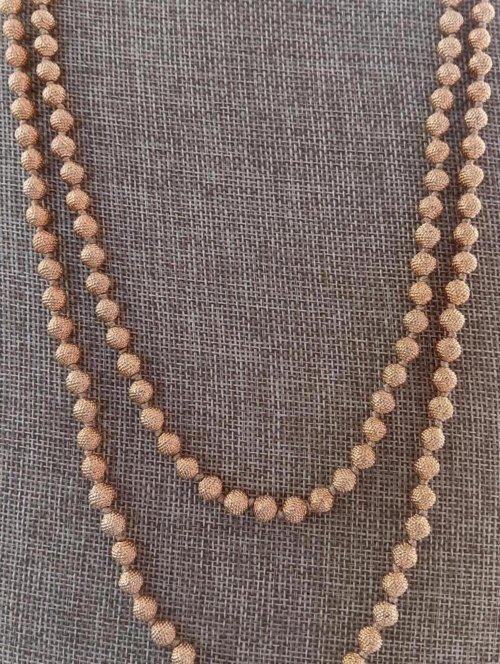 NEW JOAN RIVERS Gold Beaded 44" NECKLACE STRAND Metal Torsade Twister Textured